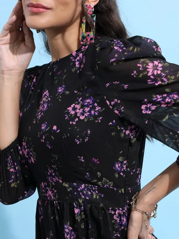  Tokyo Talkies Women Black Printed Fit And Flare Dresses
