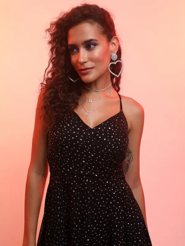 Tokyo Talkies Women Black Printed Maxi Dress