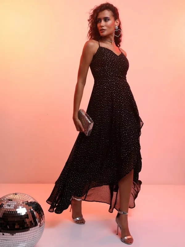 Tokyo Talkies Women Black Printed Maxi Dress