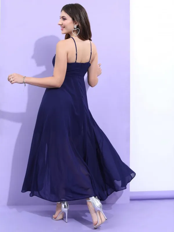  Tokyo Talkies Women Navy Blue Solid Fit And Flare Dresses