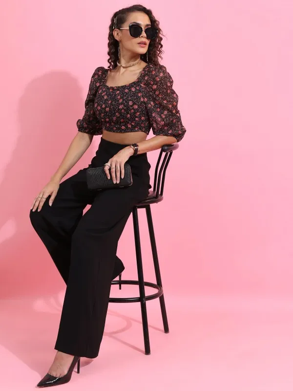 Ketch Women Black Printed Regular Tops