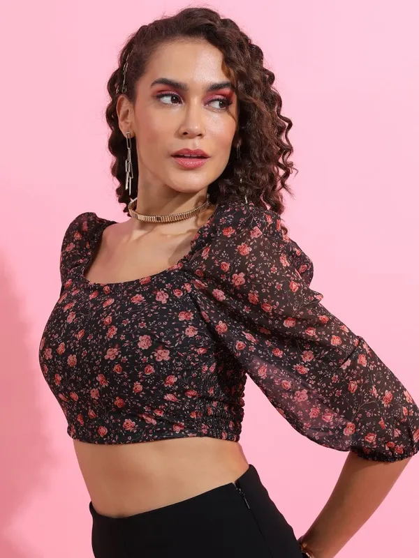 Ketch Women Black Printed Regular Tops