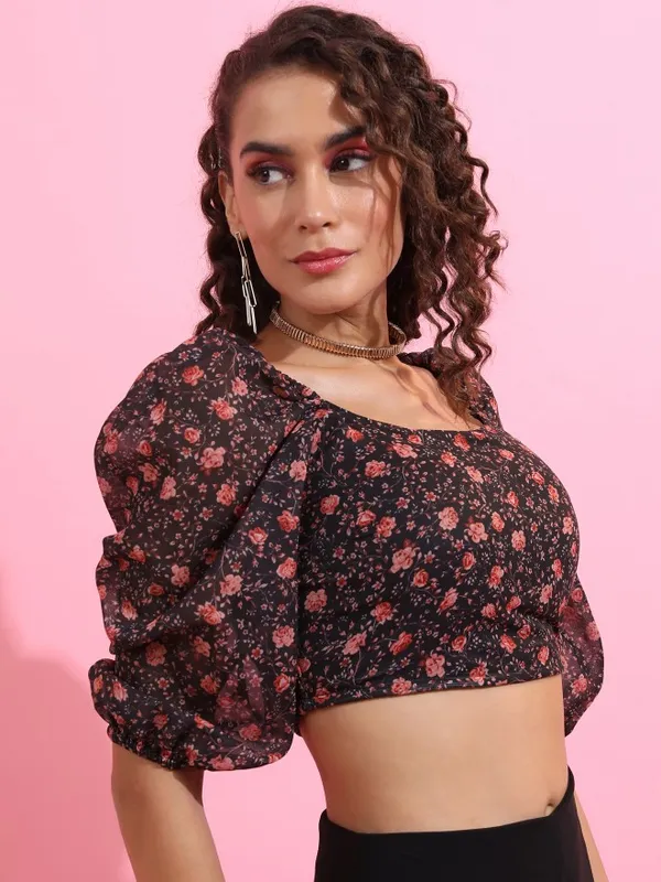 Ketch Women Black Printed Regular Tops