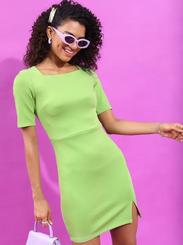  Tokyo Talkies Women Green Solid Bodycon Dresses