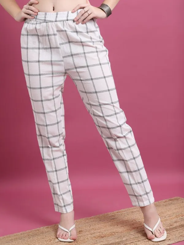  Vishudh Women Off White Regular Fit Trousers