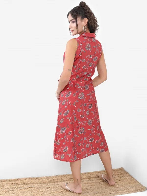 Vishudh Women Red Printed Shirt Dress
