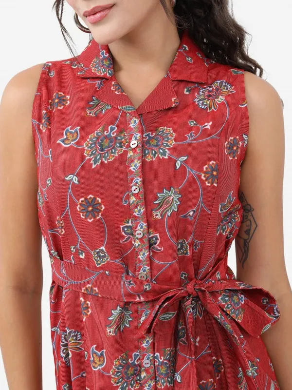  Vishudh Women Red Printed Shirt Ethnic Dresses