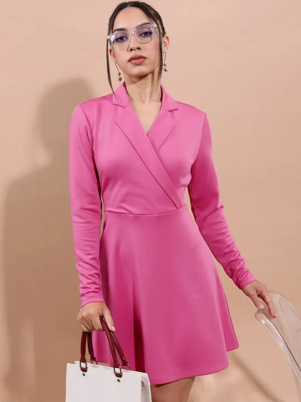  Ketch Women Pink Solid Wrap Dresses