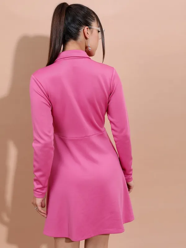  Ketch Women Pink Solid Wrap Dresses