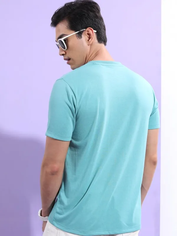  Ketch Men Sage Printed Round Neck T-Shirts