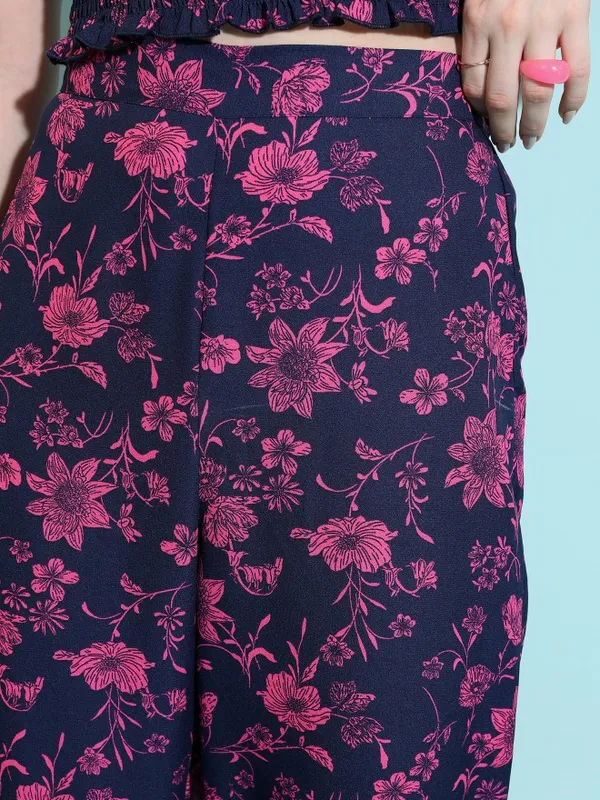 Tokyo Talkies Women Navy Top With Trouser Co-Ords