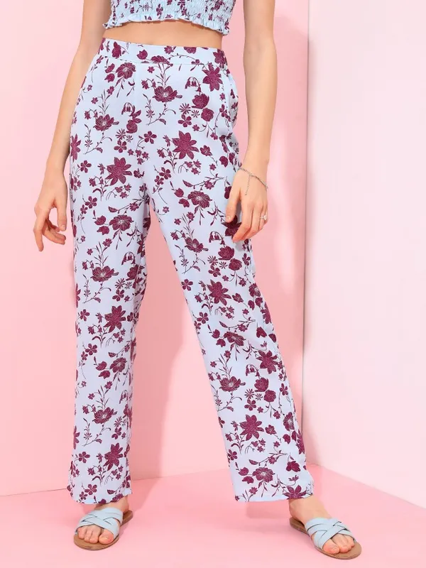 Tokyo Talkies Women Blue Top With Trouser Co-Ords