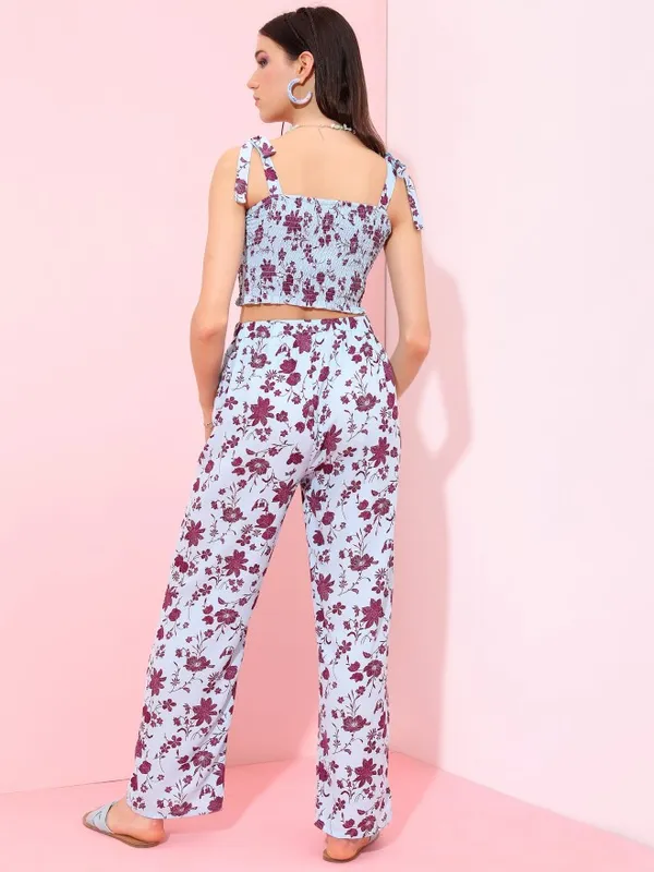 Tokyo Talkies Women Blue Top With Trouser Co-Ords