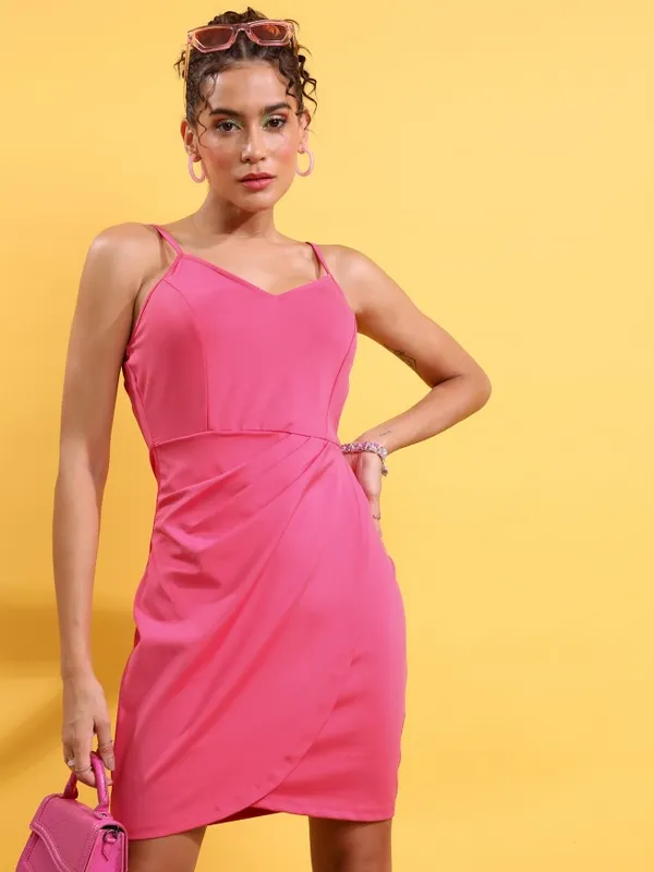  Ketch Women Pink Solid Bodycon Dresses