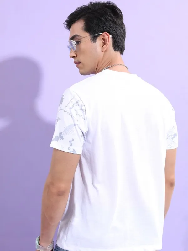  Ketch Men White Printed Round Neck T-Shirts