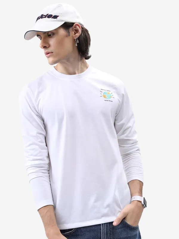  Ketch Men White Printed Round Neck T-Shirts