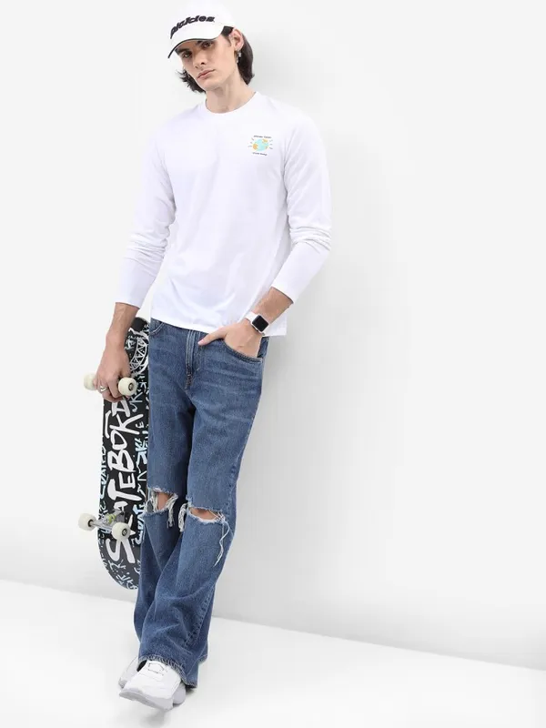  Ketch Men White Printed Round Neck T-Shirts