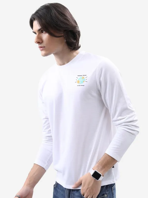 Ketch Men White Printed Round Neck T-Shirts
