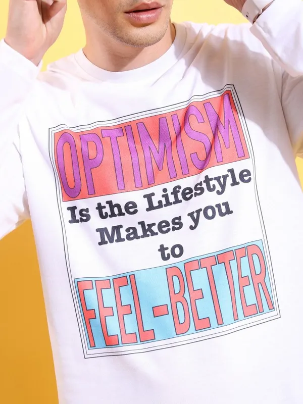  Ketch Men White Printed Round Neck T-Shirts
