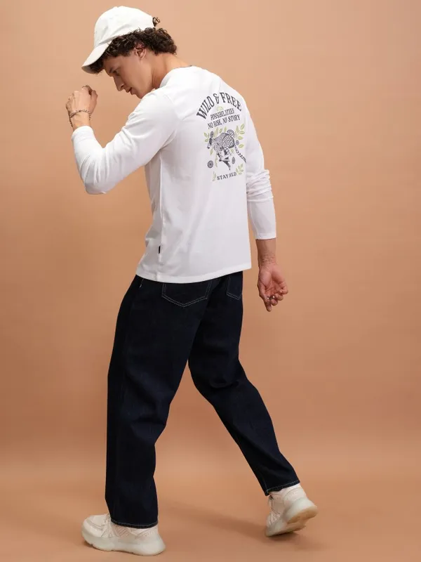  Ketch Men White Printed Round Neck T-Shirts