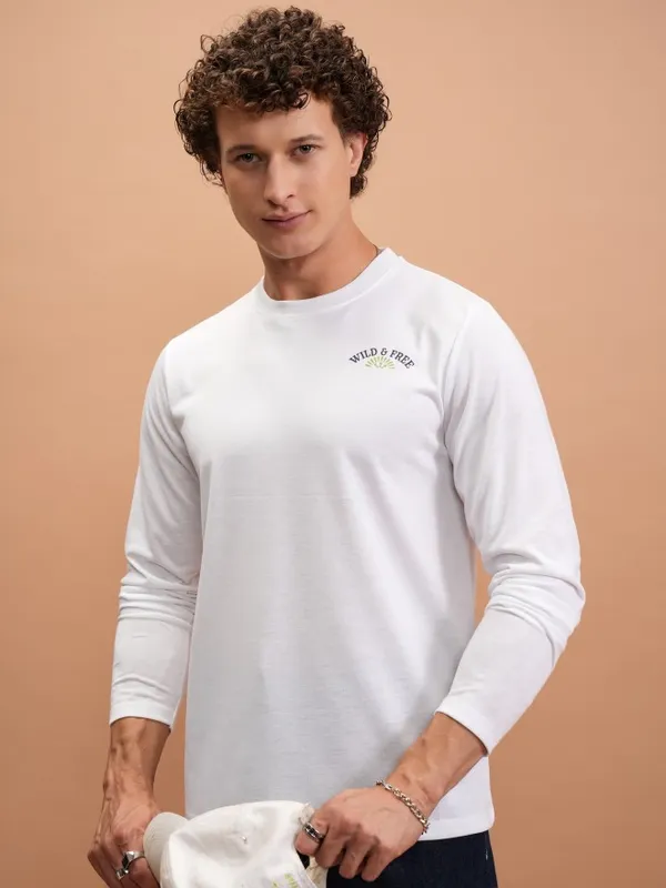  Ketch Men White Printed Round Neck T-Shirts