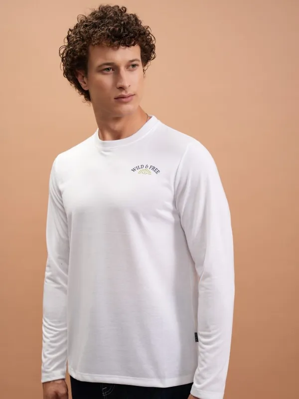  Ketch Men White Printed Round Neck T-Shirts