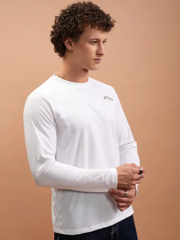 Ketch Men White Printed Round Neck T-Shirts
