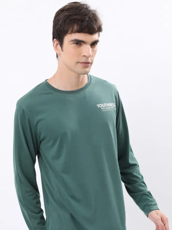  Highlander Men Green Printed Round Neck T-Shirts