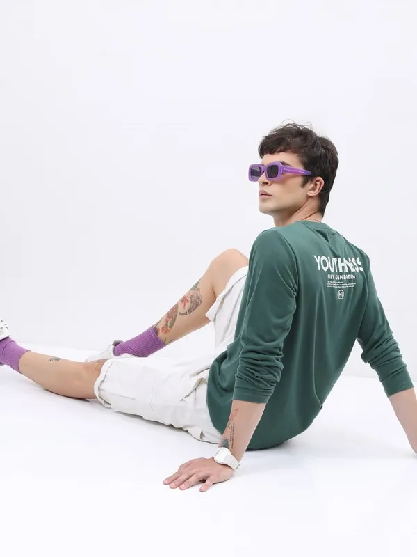  Highlander Men Green Printed Round Neck T-Shirts