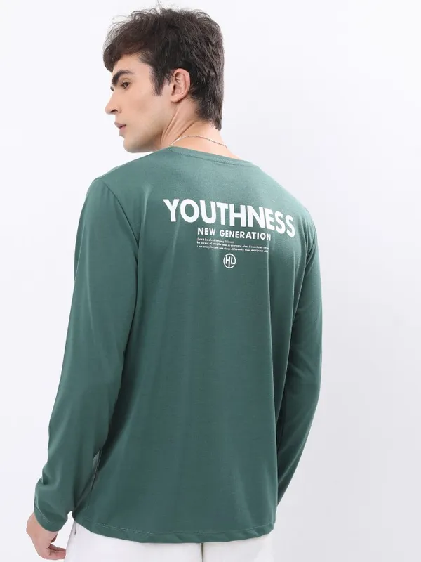  Highlander Men Green Printed Round Neck T-Shirts