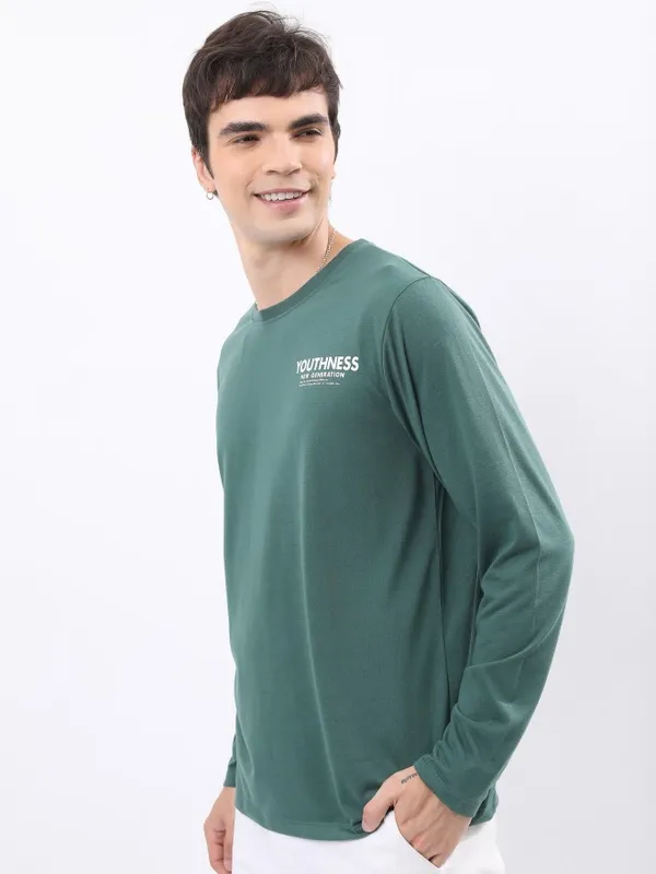  Highlander Men Green Printed Round Neck T-Shirts