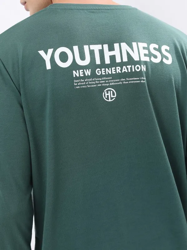  Highlander Men Green Printed Round Neck T-Shirts