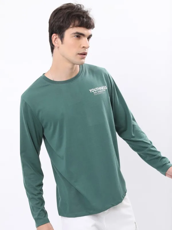  Highlander Men Green Printed Round Neck T-Shirts