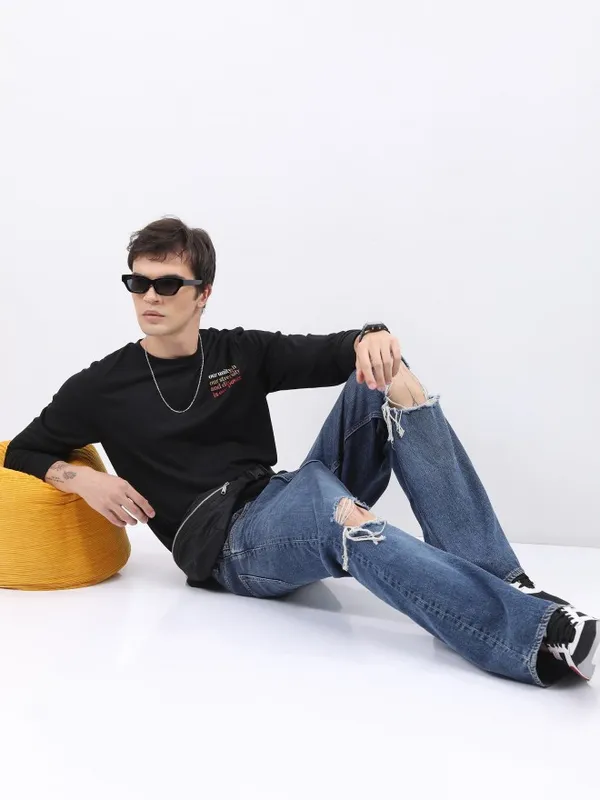  Highlander Men Black Printed Round Neck T-Shirts