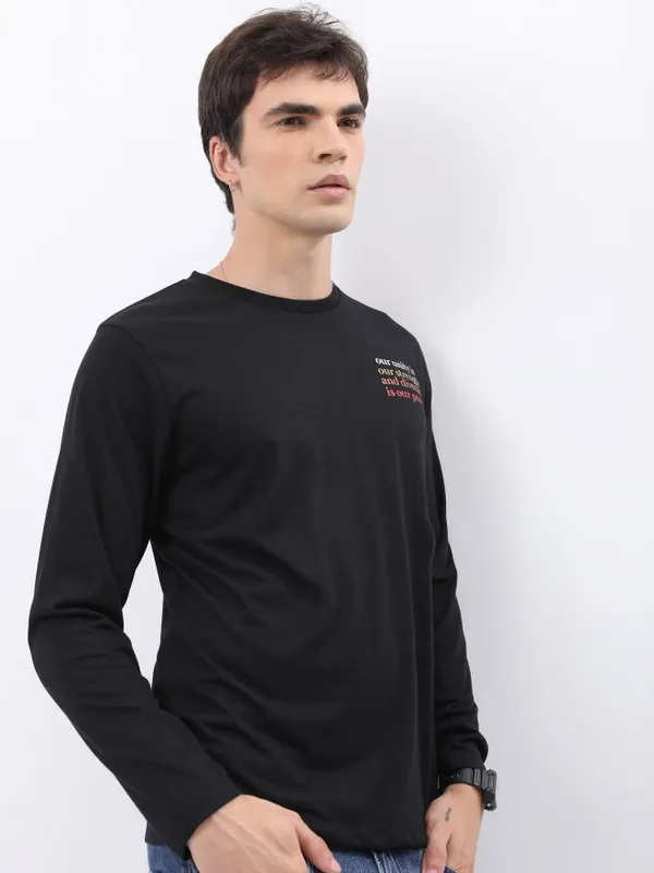  Highlander Men Black Printed Round Neck T-Shirts