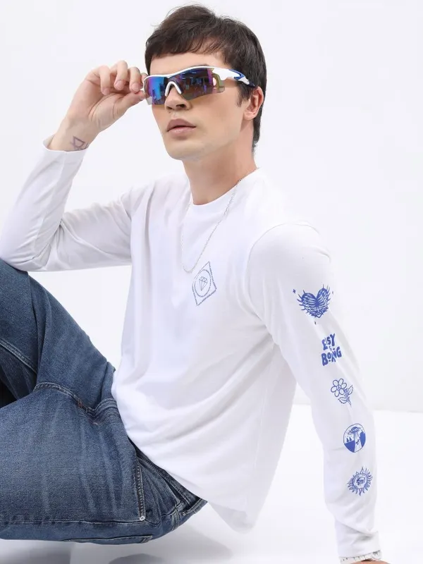  Highlander Men White Printed Round Neck T-Shirts