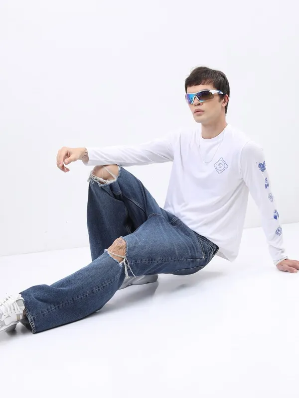  Highlander Men White Printed Round Neck T-Shirts