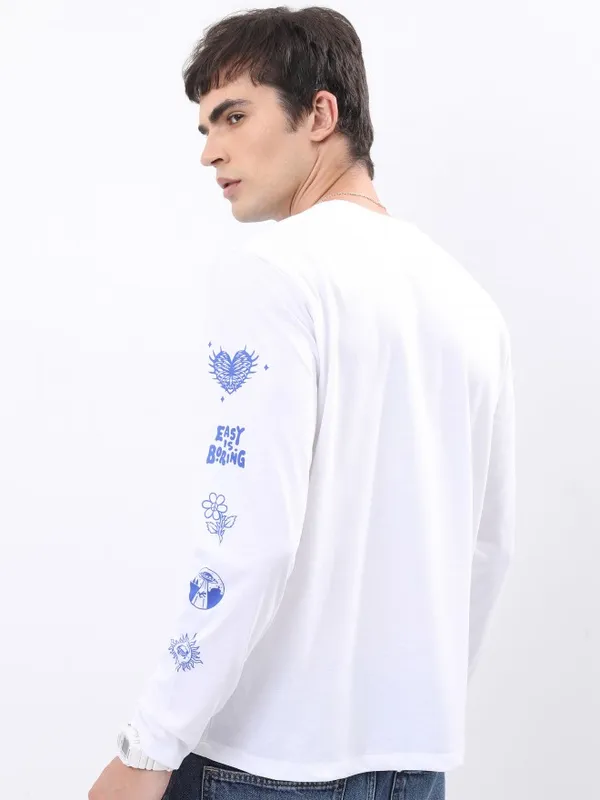  Highlander Men White Printed Round Neck T-Shirts