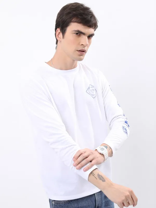  Highlander Men White Printed Round Neck T-Shirts