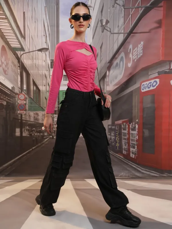  Ketch Women Pink Solid Regular Tops