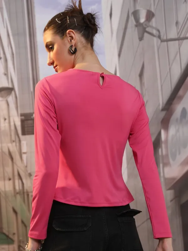  Ketch Women Pink Solid Regular Tops