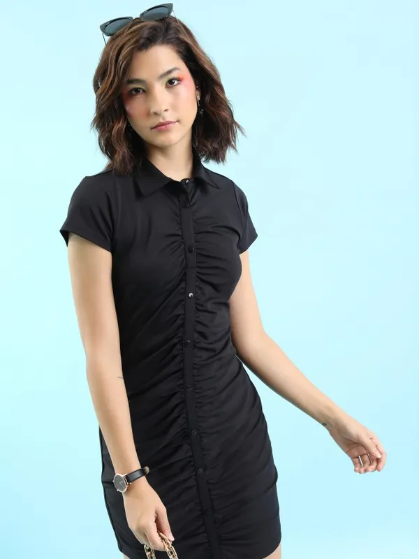 Ketch Women Black Solid Shirt Dress
