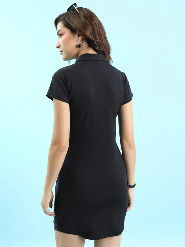  Ketch Women Black Solid Shirt Dresses
