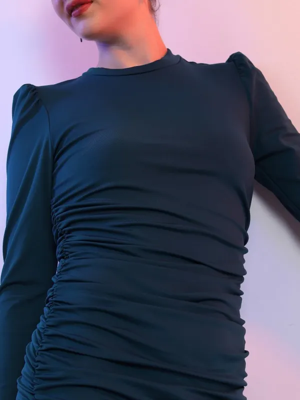 Tokyo Talkies Women Teal Solid Bodycon Dress