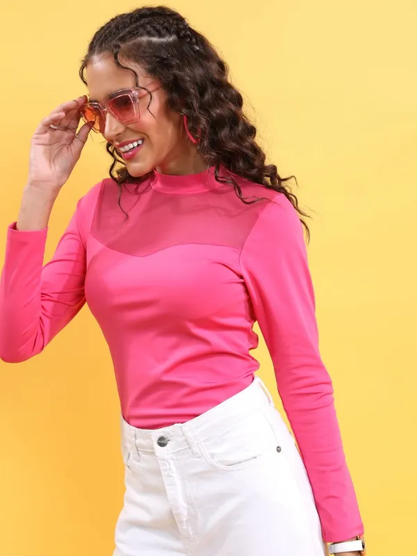  Tokyo Talkies Women Pink Solid Regular Tops