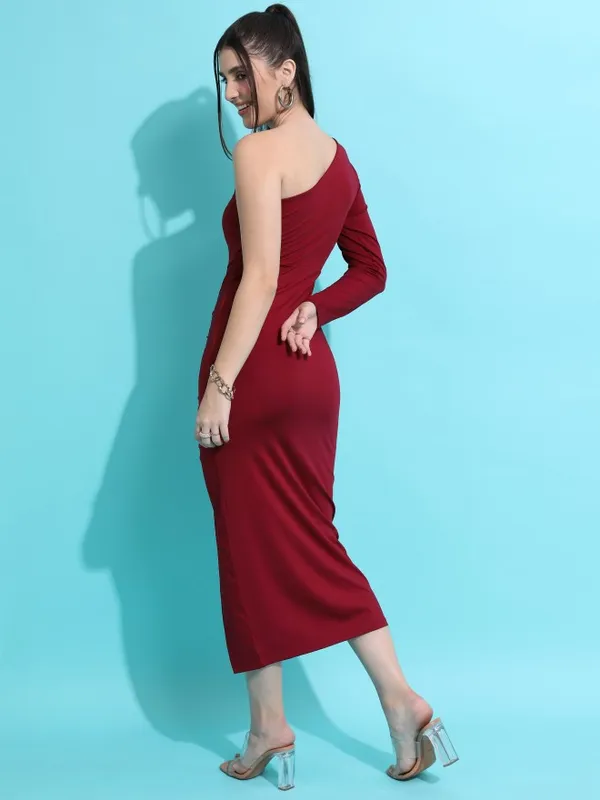  Tokyo Talkies Women Maroon Solid Bodycon Dresses