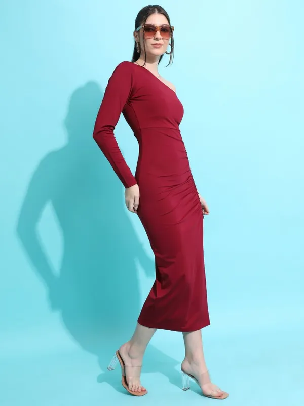  Tokyo Talkies Women Maroon Solid Bodycon Dresses