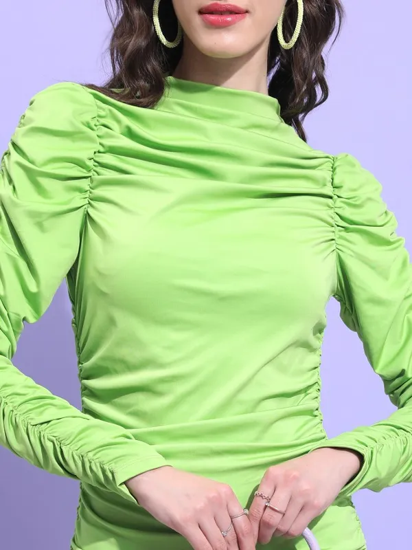 Tokyo Talkies Women Green Solid Bodycon Dress