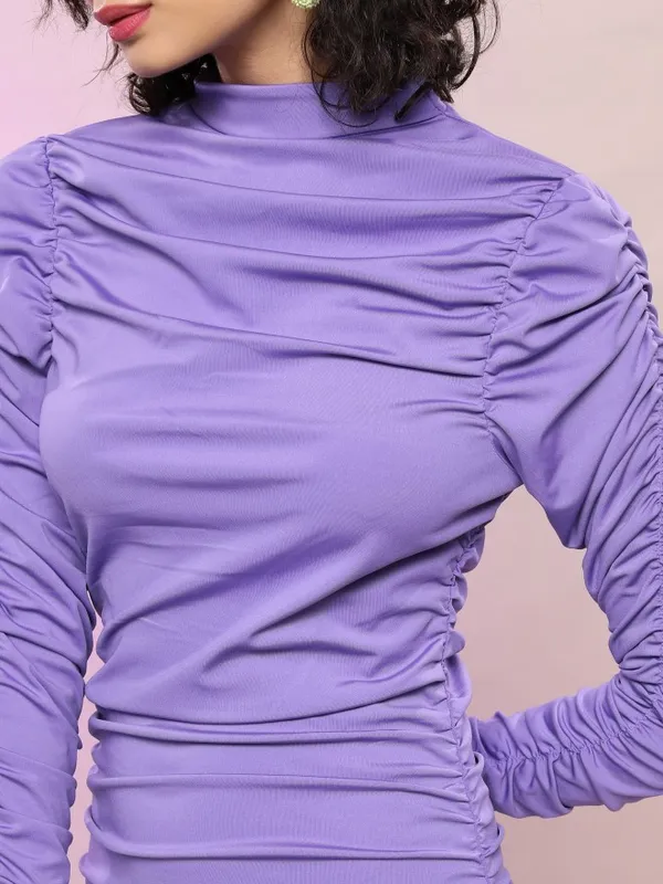 Tokyo Talkies Women Purple Solid Bodycon Dress