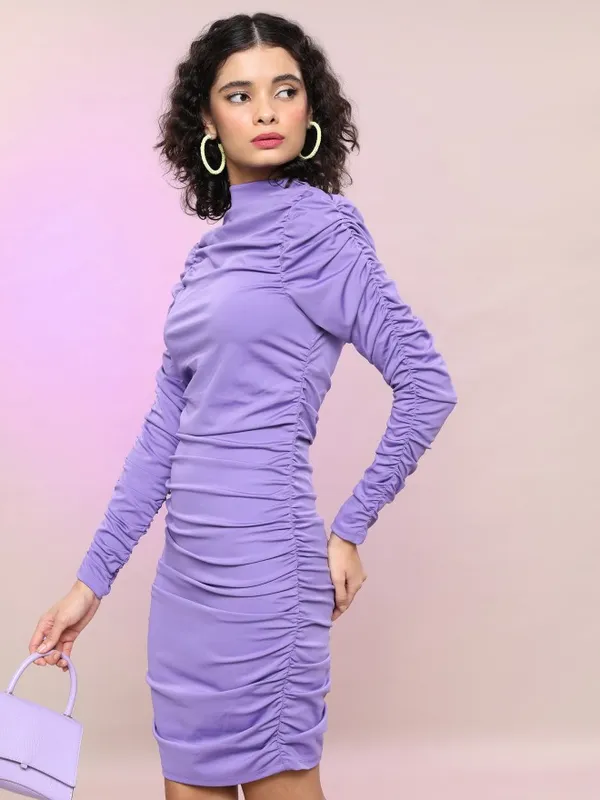 Tokyo Talkies Women Purple Solid Bodycon Dress